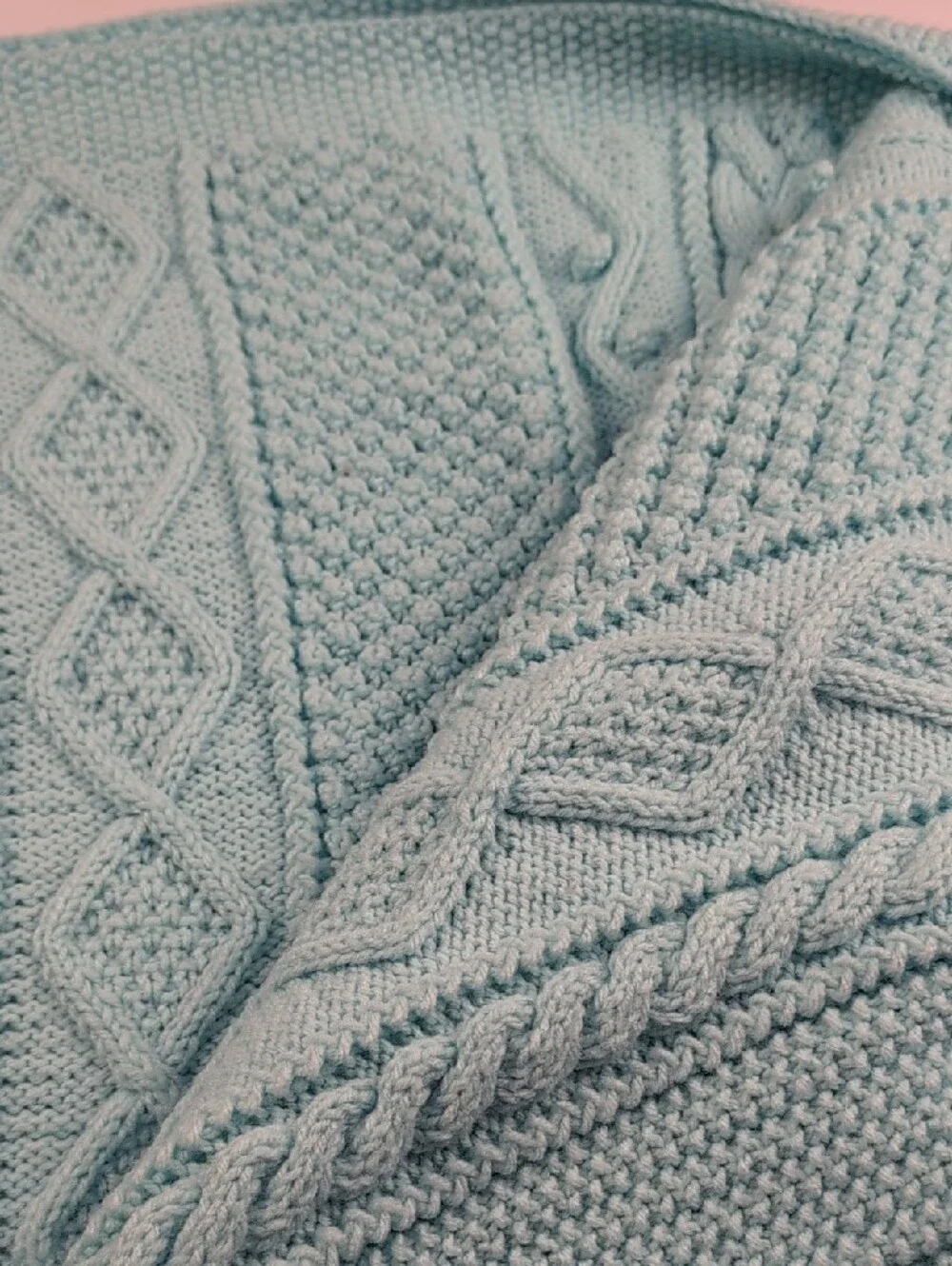 Baby Blue Cable Knit Blanket 33